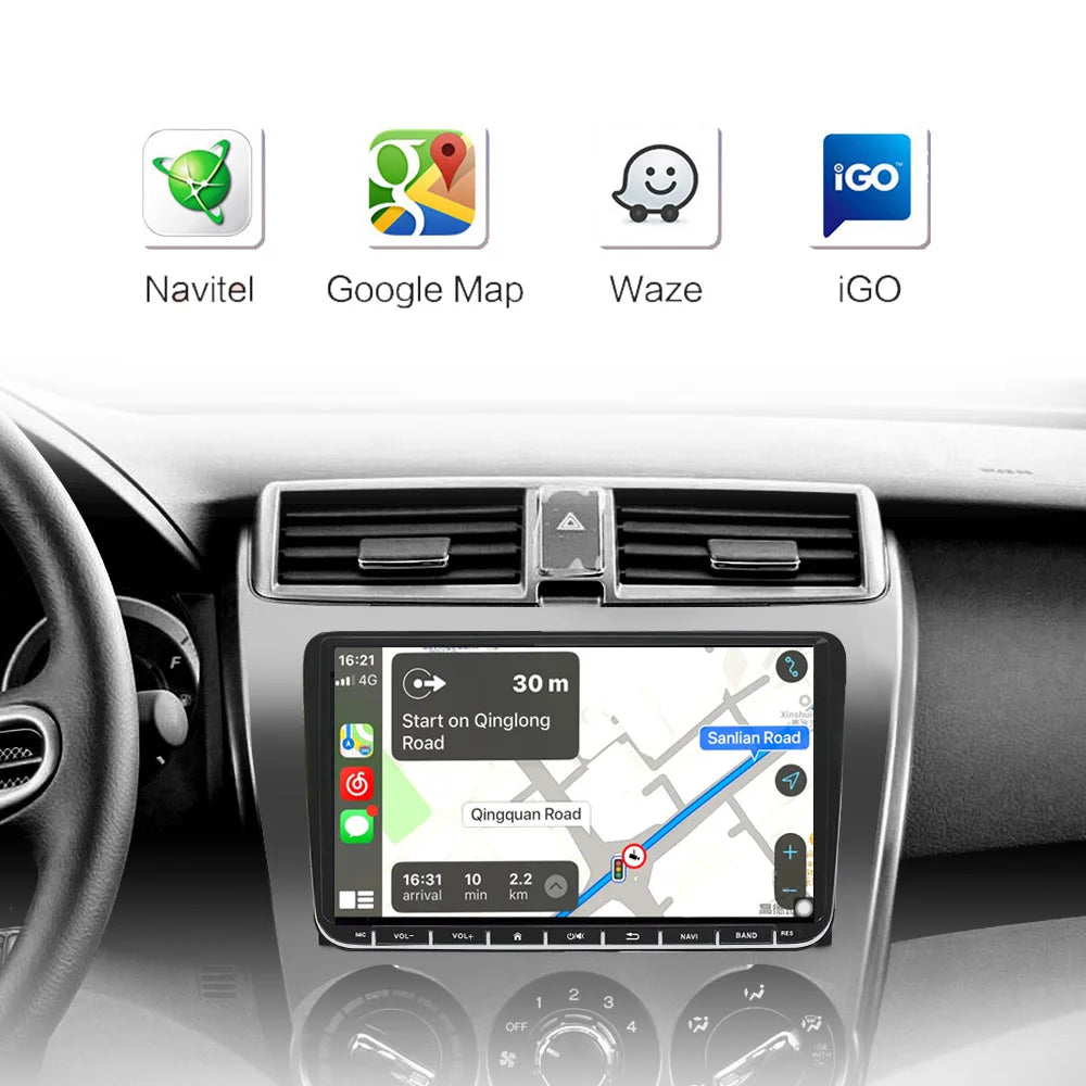 2 Din Android 16 Car Radio 9'' GPS With Carplay For VW/Volkswagen Passat Golf MK5 MK6 Jetta EOS POLO Touran Seat Sharan