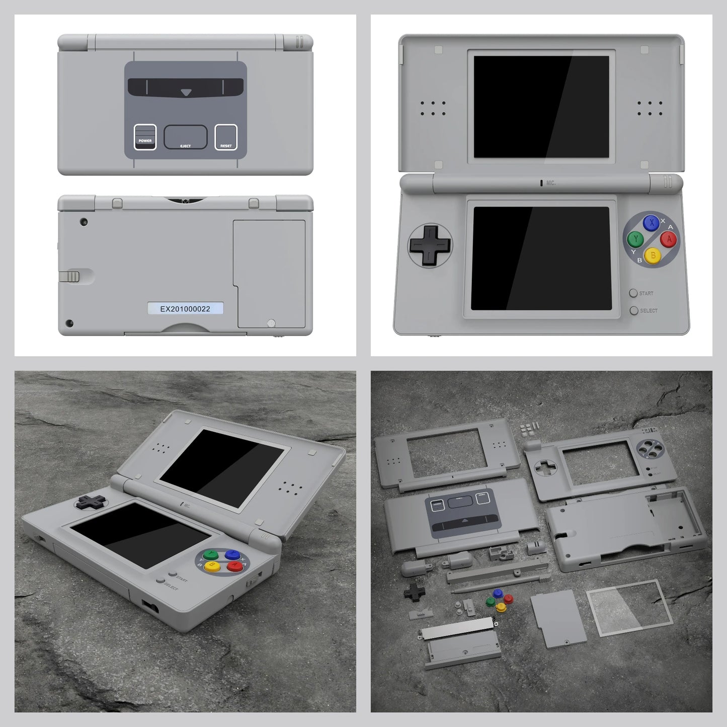 eXtremeRate Replacement Full Housing Shell for Nintendo DS Lite, Case Cover W/Buttons, Screen Lens for NDSL - SFC SNES Classic