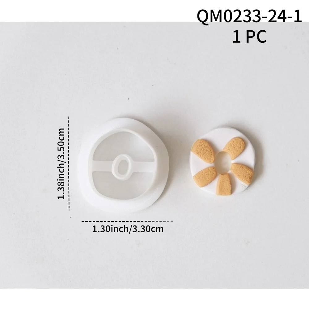 Basic Geometry Shape Polymer Clay Cutter Mold Hollow Round DIY Earring Pendant Jewelry Cutting Die Manual Mold Soft Pottery Tool