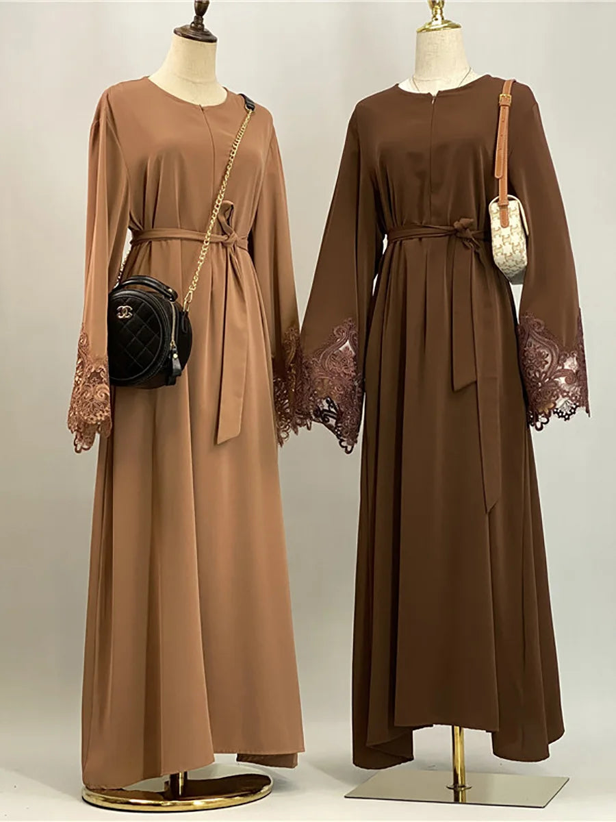 Ramadan Lace Abaya Dubai Luxury Muslim Women Maxi Dress Kebaya Caftan Marocain Femme Modest Robe Islam Clothing Kaftan Vestido