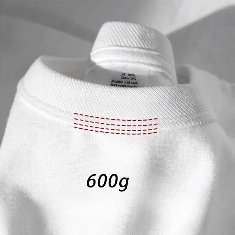 600g Heavyweight Cotton T-Shirt — Unisex Oversized Short-Sleeve Tee
