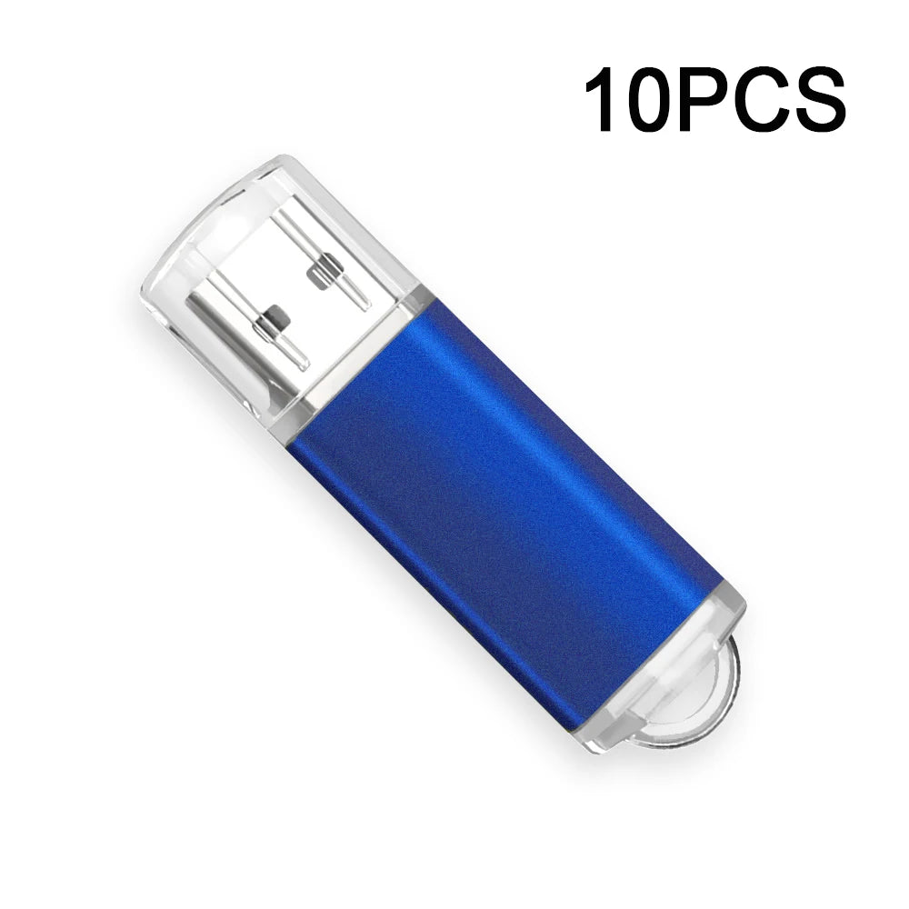 USB 2.0 Flash Drive 10-Pack — Bulk Color Memory Sticks 1GB to 128GB