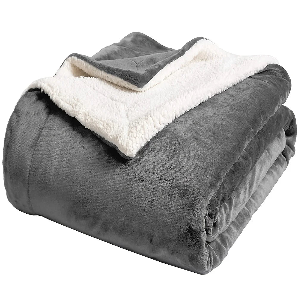 Sherpa Fleece Blanket, Reversible Fuzzy Plush Throw
