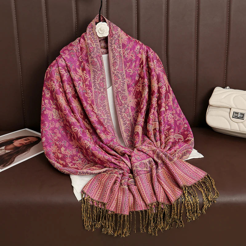 Women's Printed Pashmina Shawl, Soft Winter Scarf
