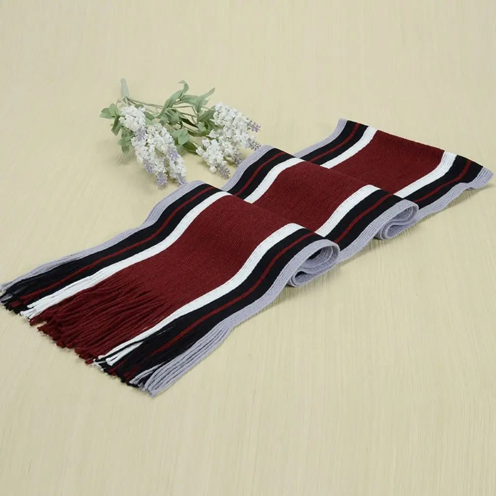 Men's Striped Winter Scarf with Tassels - Long Cashmere-Feel Wrap - photo 11