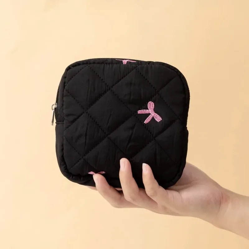 Cute Large Capacity Sanitary Napkin Storage Bags Cartoon Bow Portable Girls Physiological Period Tampon Organiser Bag Pouch