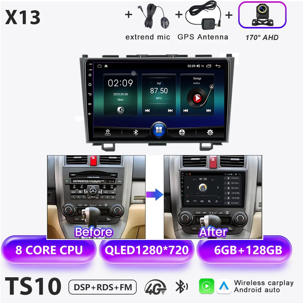 Carplay Car Radio For Honda CR-V 3 RE CRV 2007-2011 Android 16 Multimedia Video Player 2 Din Navigation GPS DVD Head Unit 8Core
