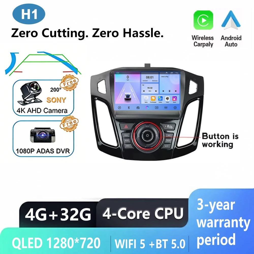 Android Multimedia Head Unit for Ford Focus 3 MK3 (2011–2019) — CarPlay, Android Auto, GPS, WiFi