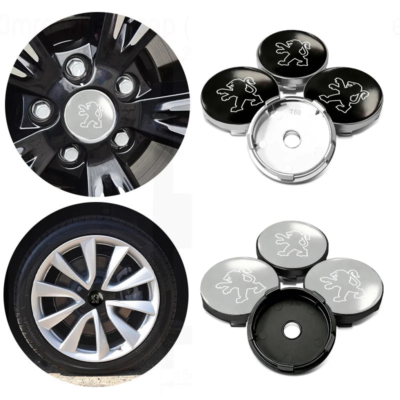 4pcs Car Wheel Center Hub Cap 60mm Universal Anti-Scratch Hub Protector For Peugeot GTLine 308 508 5008 3008 408 206 207 106 406