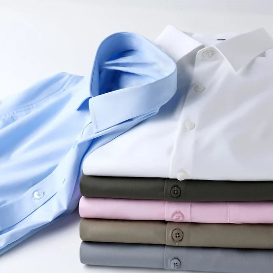 Men's Solid Short-Sleeve Shirt - No-Iron, Versatile Summer Casual