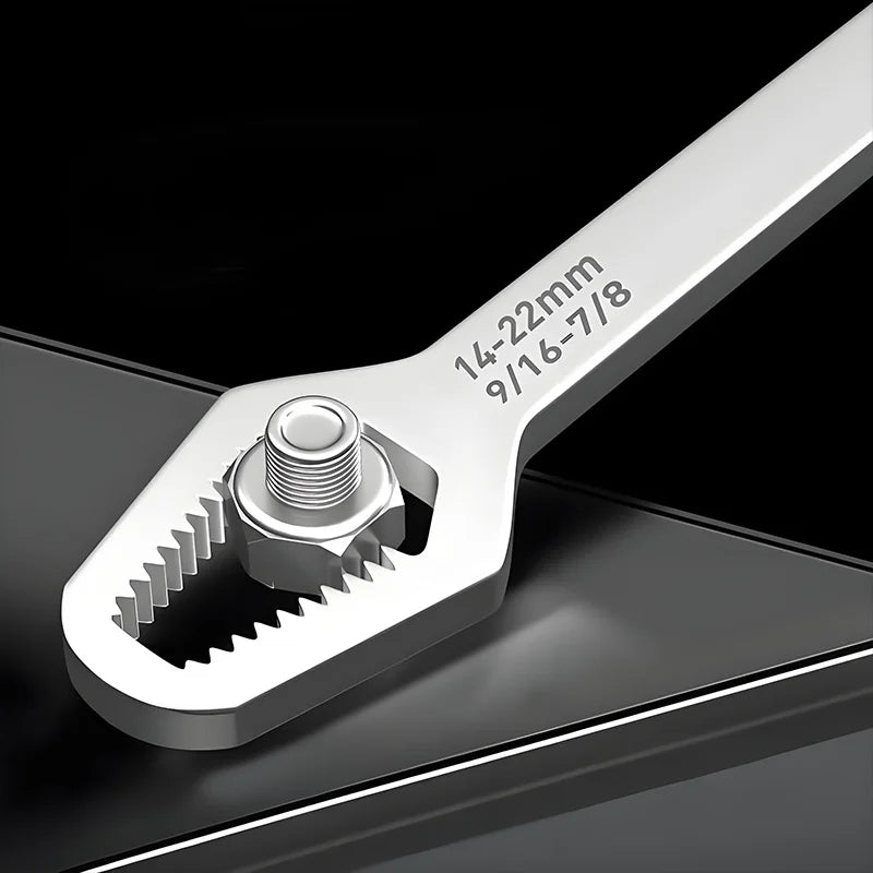 Dual-Head Multi-Size Adjustable Wrench: 4-34mm & 14-22mm Stainless Steel Spanner for Nuts & Bolts