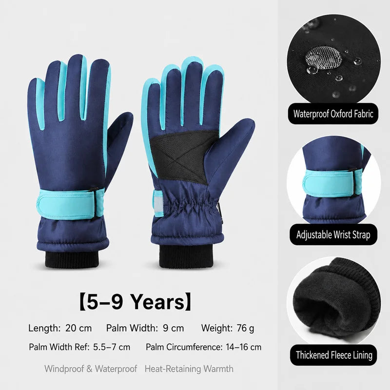Kids Winter Ski Gloves - Fleece Lined Snow Gloves for Ages 3-15 - photo 11