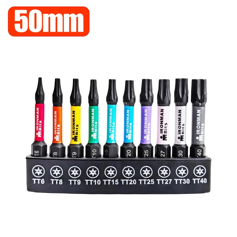 Torx Impact Tough Magnetic Screwdriver Bit S2 Steel Steel Long Extension Driver Drill Bits Hex Shank Batch Head with Base Holder