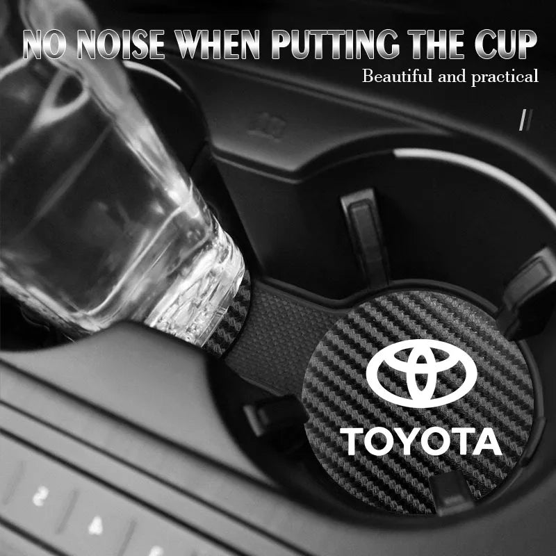 2Pcs Leather Coaster Anti-noise Water Cup Pad Cushion For Toyota TRD Gazoo Racing Corolla Yaris Chr Auris Rav4