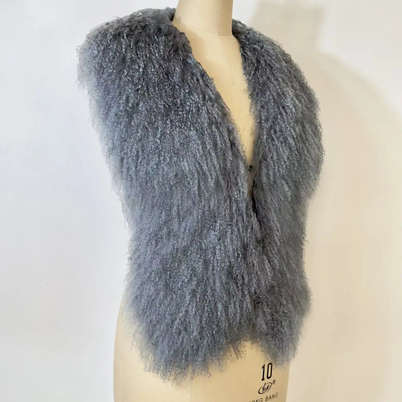 Fluffy Luxury  Real Mongolian Fur Halter Vests Women Solid Deep V-Neck Backless Bandage Sleeveless Jackets Top Outerwear Coat