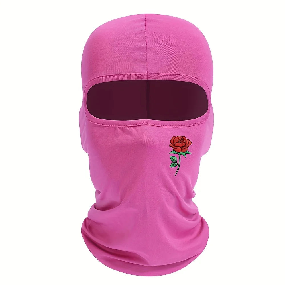 Rose Print Balaclava, Ski and Cycling Face Mask