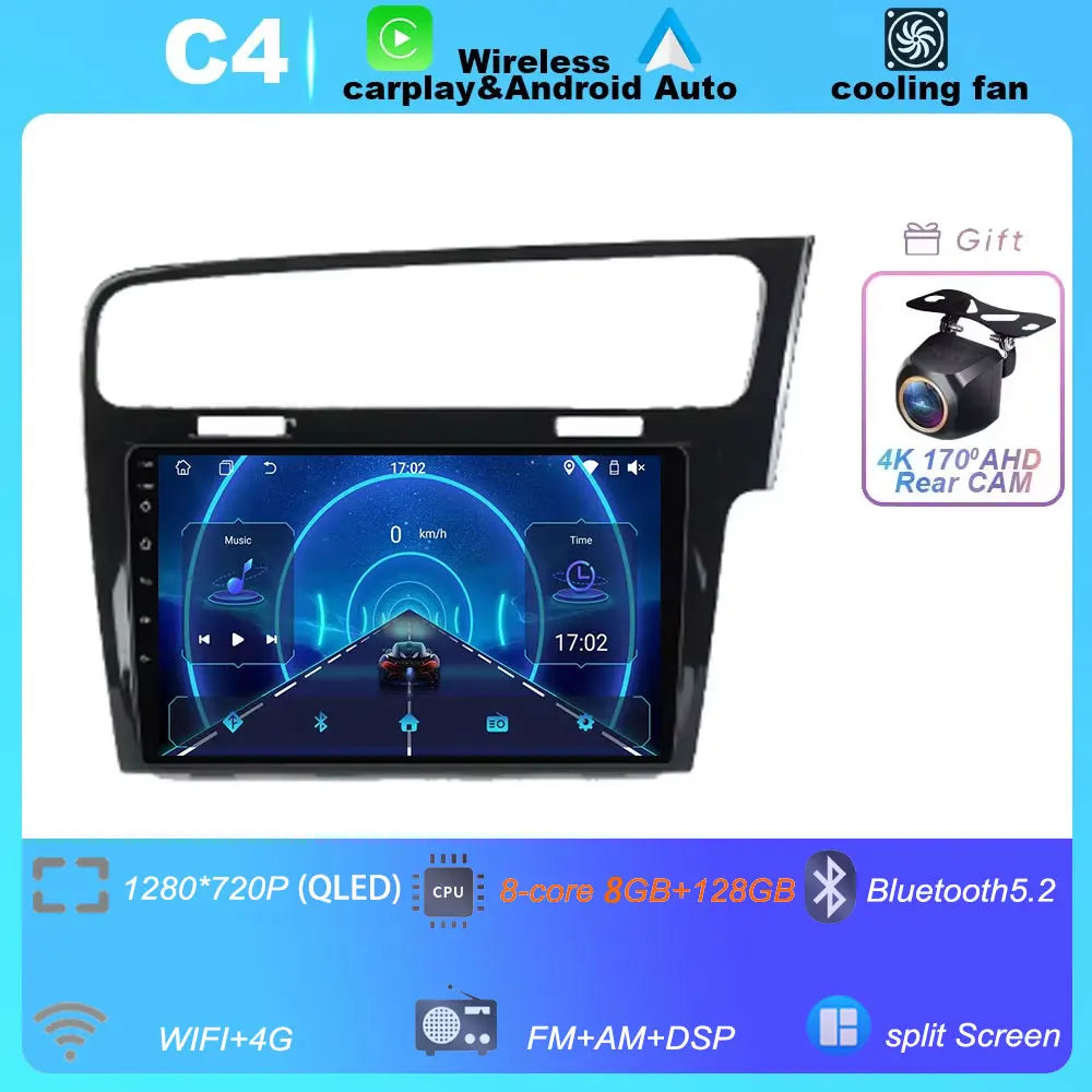 10" For Volkswagen VW Golf 7 MK7 GTI 2013-2017 Android 16 Carplay Car Radio Multimedia 8 CORE IPS QLED Navigation GPS 5G WIFI BT