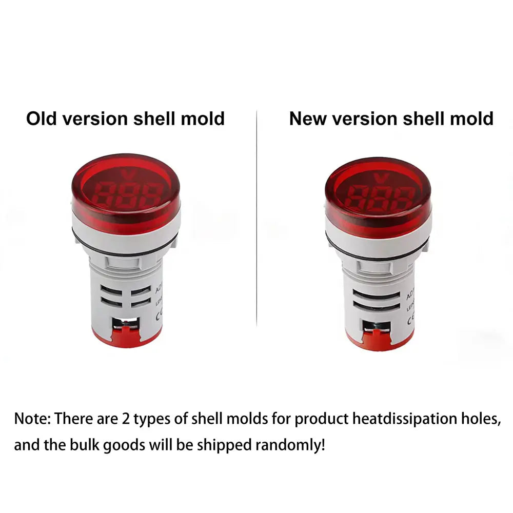 Mini LED Digital Display Voltmeter Alternating Current 60V-500V Digital Display Indicator Aperture 22mm Signal Lamp
