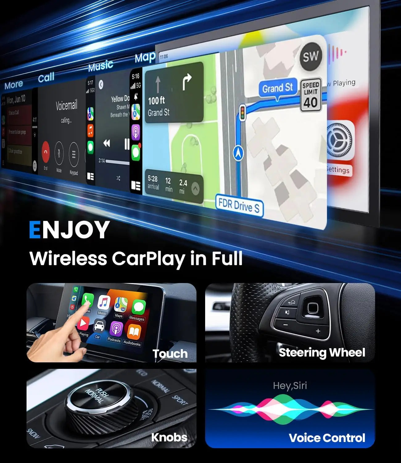 Wireless CarPlay & Android Auto Adapter, Compatible with VW Toyota Nissan Honda Ford & Mercedes-Benz