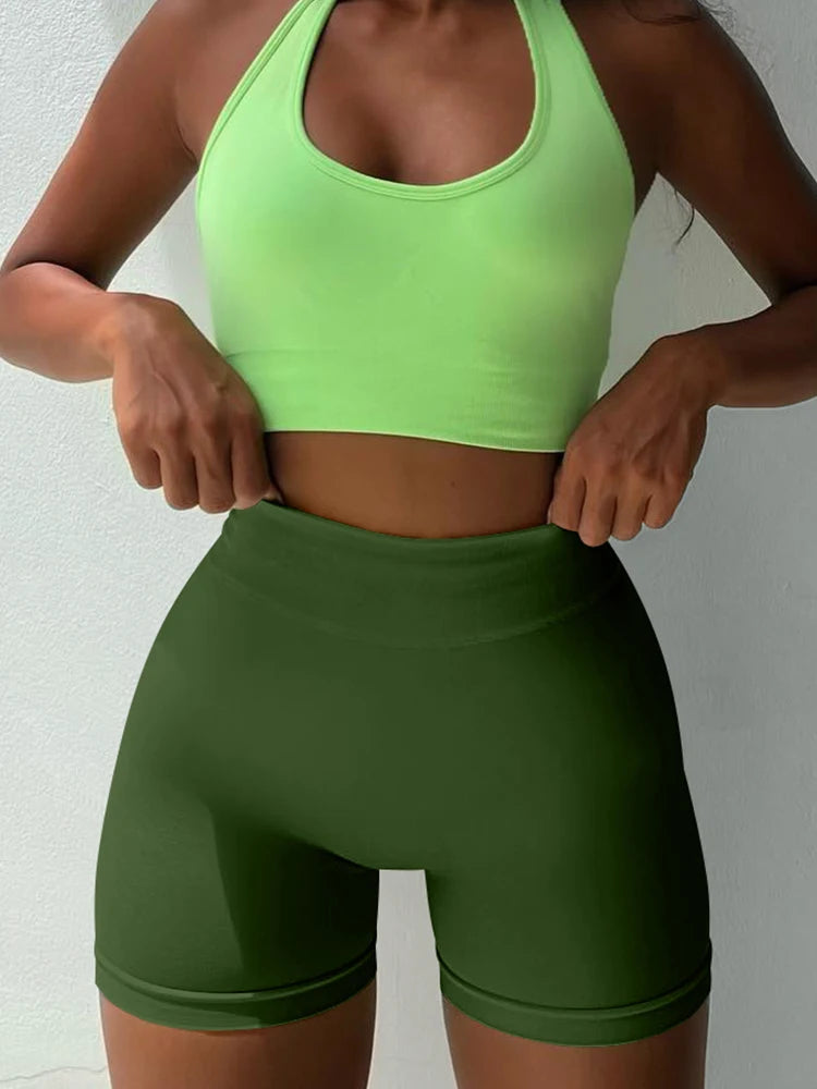 2026 Women's Yoga Shorts High Waisted Fitness Pants Seamless Hip Lifting Ladies Sports Shorts