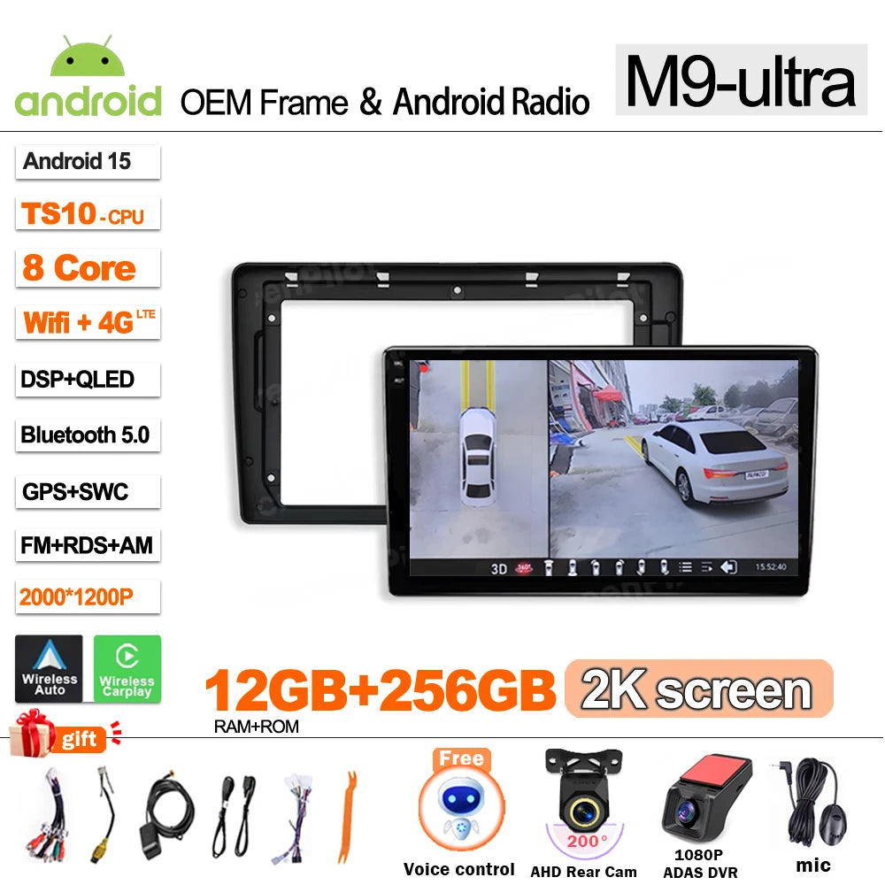 Android 16 for Car Radio Citroen Berlingo B9 Peugeot Partner 2008-2019 Multimedia Video Player 2 din Carplay Touch Screen 8 Core