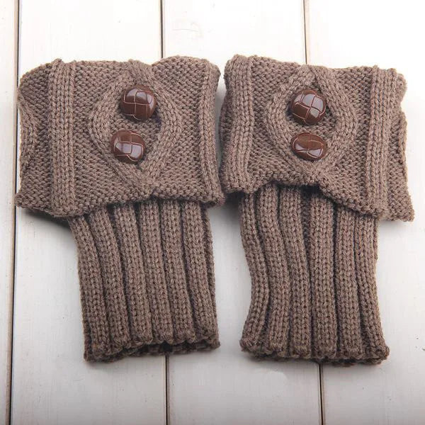 Women's Knit Boot Cuffs, Short Leg Warmers with Buttons