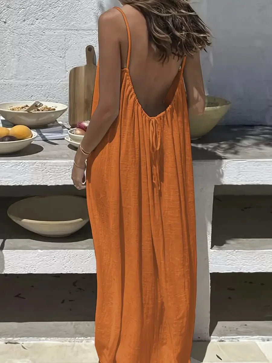 Ladies Loose H-Line Long Gown Comfortable Polyester Home Clothing with New Sleeveless Strap Design Casual Nightwear