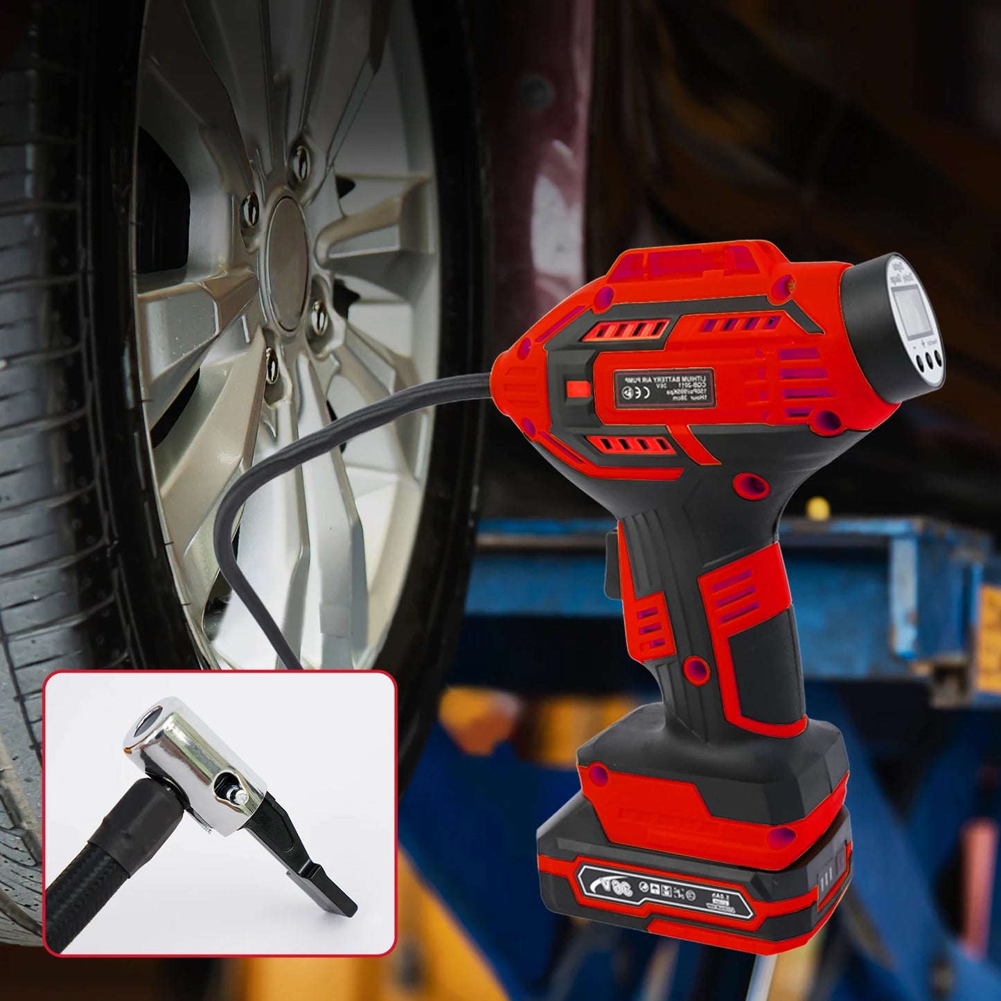 Air Compressor 20V Car Tire Inflator Air Pump Portable 12V Car Adapter Digital Display for Car Motorcycle Bicycle Tires Balls