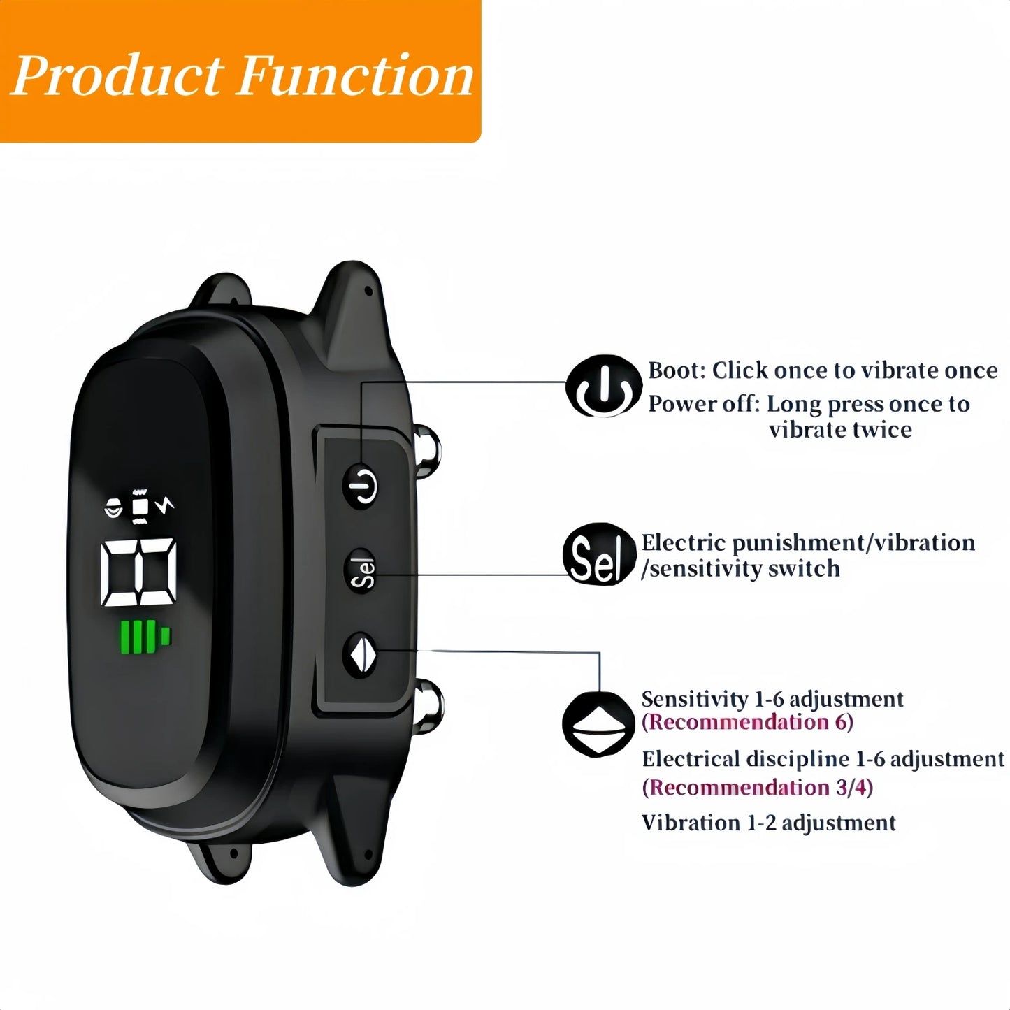 Waterproof Rechargeable Anti-Bark Dog Collar – Vibration Training Collar for Small & Medium Dogs | Black