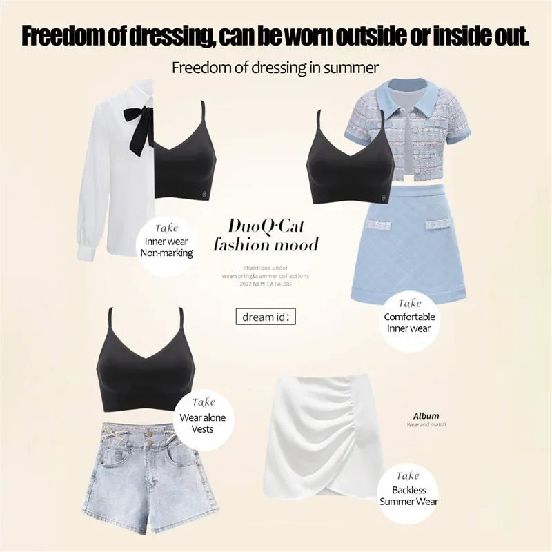 Sexy U-shaped Back Lingerie Female Inner Wear Summer Thin Without Trace Backless Triangle Cup Polymerization Bra