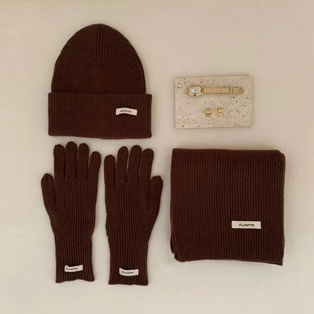 Women's Knit Hat, Scarf & Gloves - Solid Color 3 Piece Winter Set - photo 5