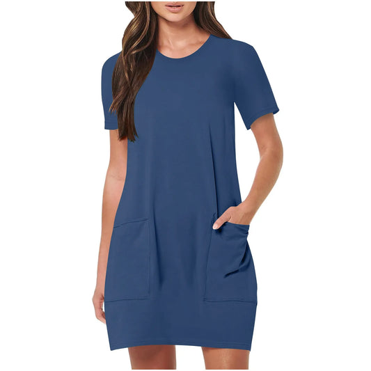 Women's Solid Colour Casual Dress - Holiday One-Piece