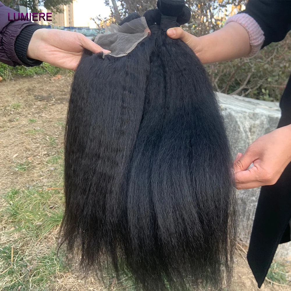 Kinky Yaki Straight Human Hair Bundles Deal Raw Virgin Human Hair Bundles Deal Brazilian Hair Extensions On Sale Clearance