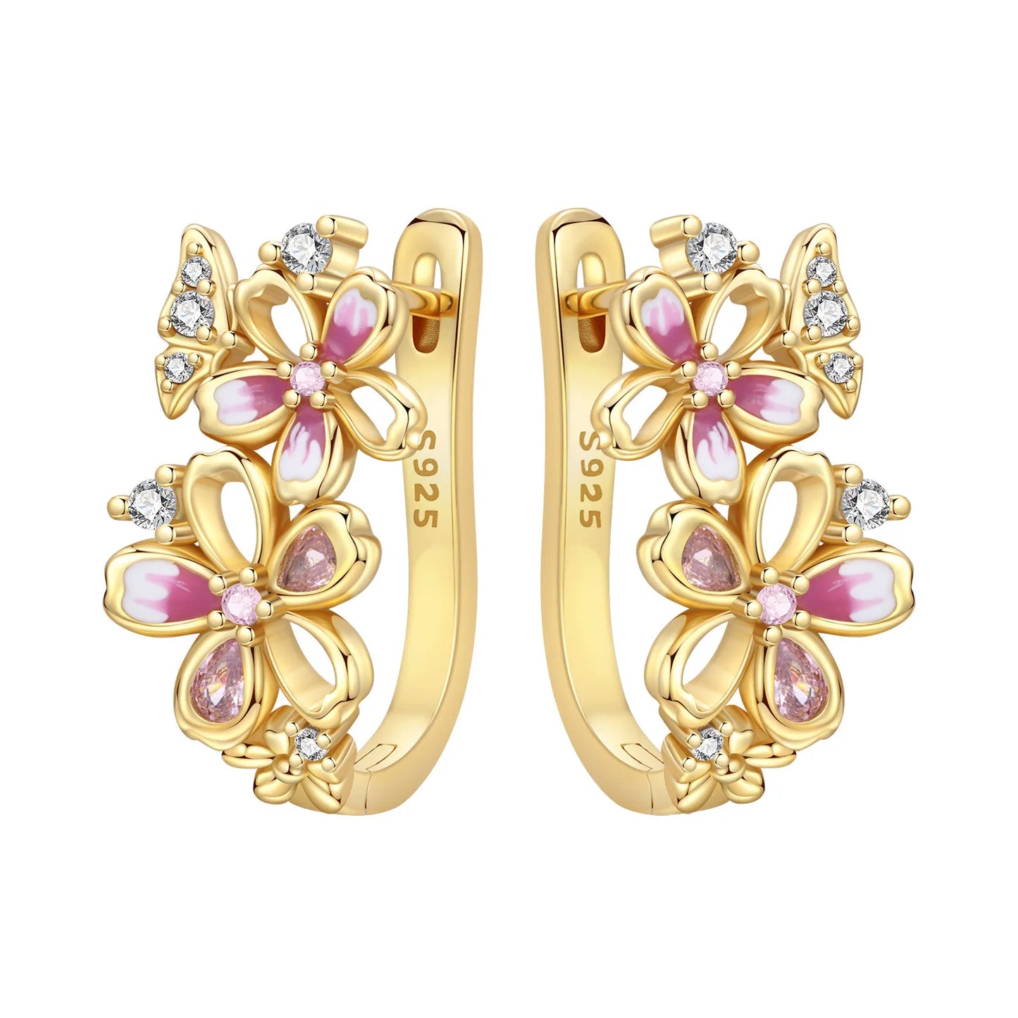 Original 2026 S925 Sterling Silver Zircon 18K Gold Lining Vintage Hoop Earrings for Women Birthday Party Wedding Gift Jewellery