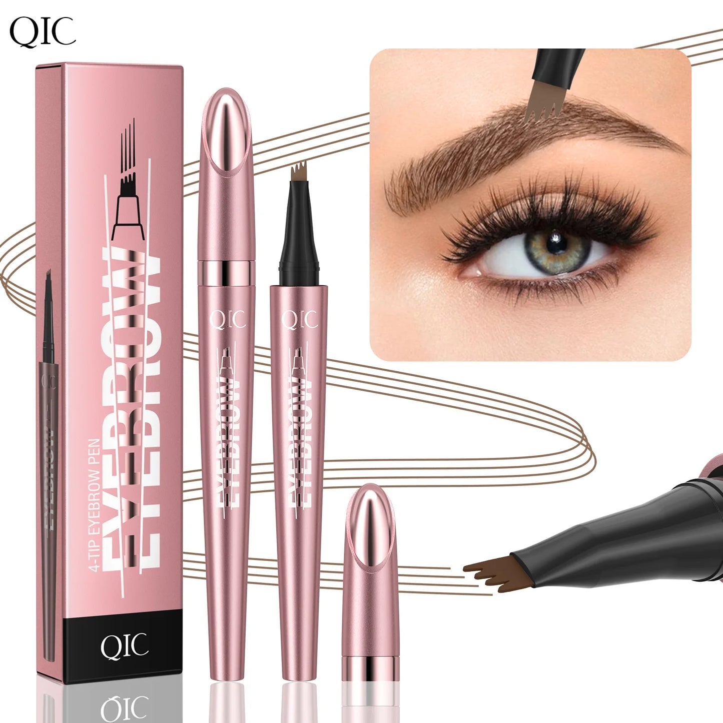 4 Fork Tip Eyebrow Pencil 3D Microblading Waterproof Dark Brown Natural Colour Fine Stroke Magic Eyebrow Pencil 2026 New Ladies