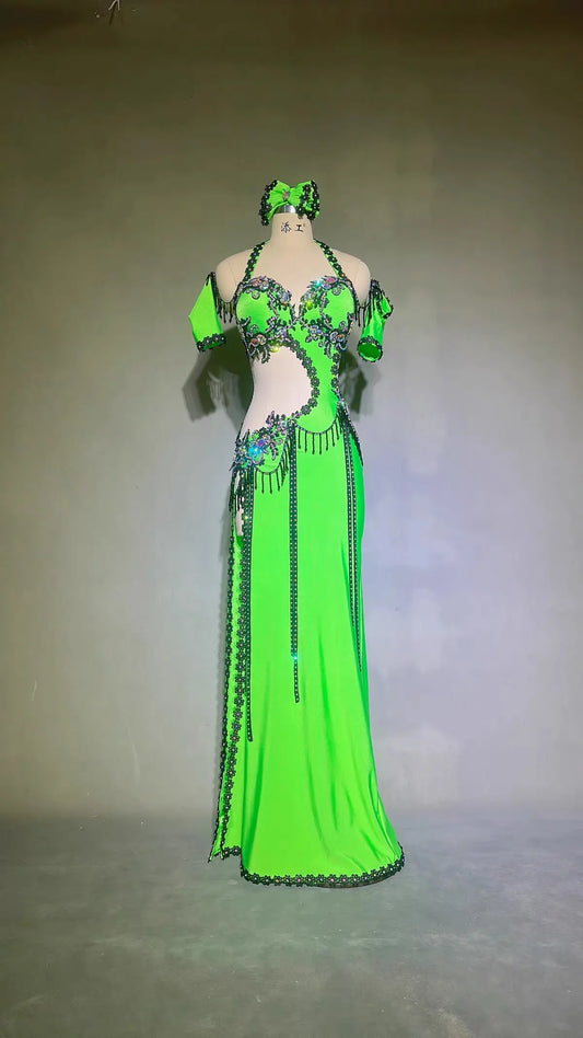 Women's belly dance dress with skirt set