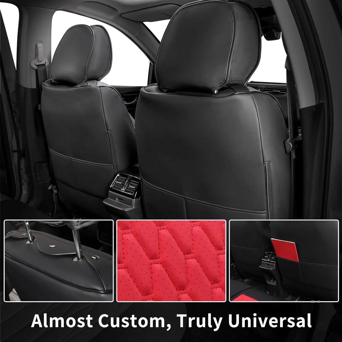 EKR Universal Car Seat Covers 5 Seats Full Set For Toyota Honda Lexus Ford Kia Hyundai Audi Waterproof Leather Auto Seat Protection All-Season Universal Fit Most Car Sedan SUV Car Accessories