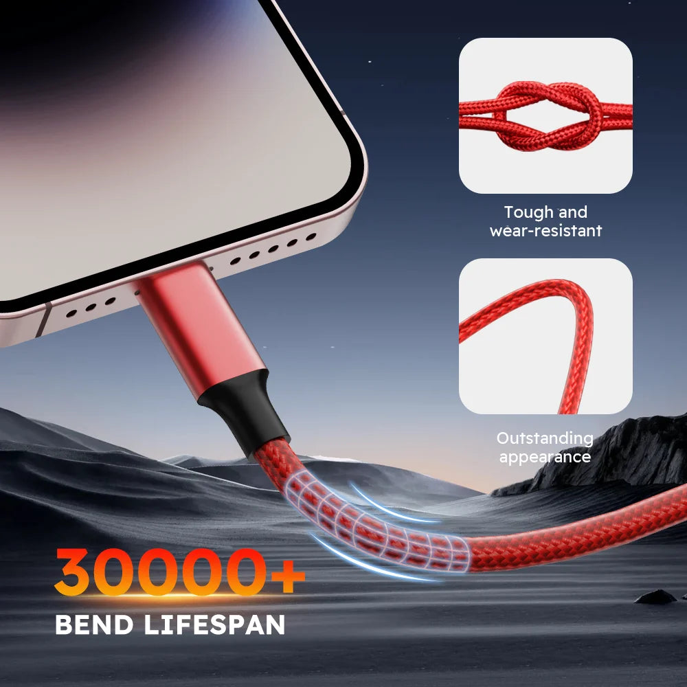 4pcs 3in1 USB-C Fast Charging Cable with Lightning Micro Type C Multi Interface Data Cable Suitable for Iphone Samsung Xiaomi