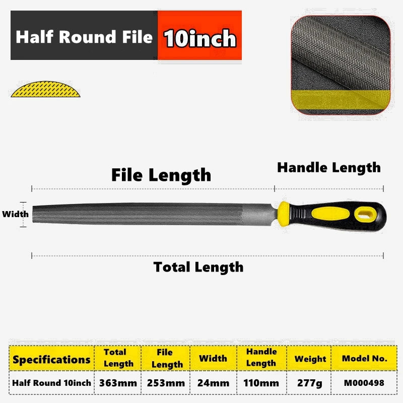 6/8/10 inch High Carbon Steel File, Files Tools for Metal Wood and Stone Trimming, Shaping, Bastard File with Uniform Teeth
