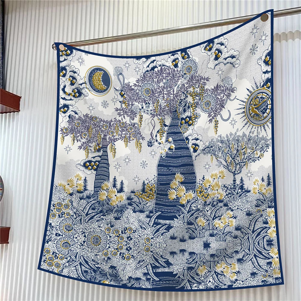 90cm Elegant Floral Silk Scarf for Women - Versatile Fashion Accessory