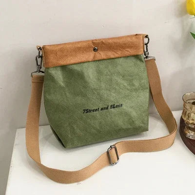 Women's Small Kraft Paper Bucket Bag - Roll Top Shoulder Purse - photo 11