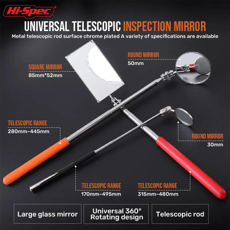 Extendible Inspection Rotatable Mirror Auto Telescoping Inspection Round Mirror Extending Hand Tools Set Detection Tool