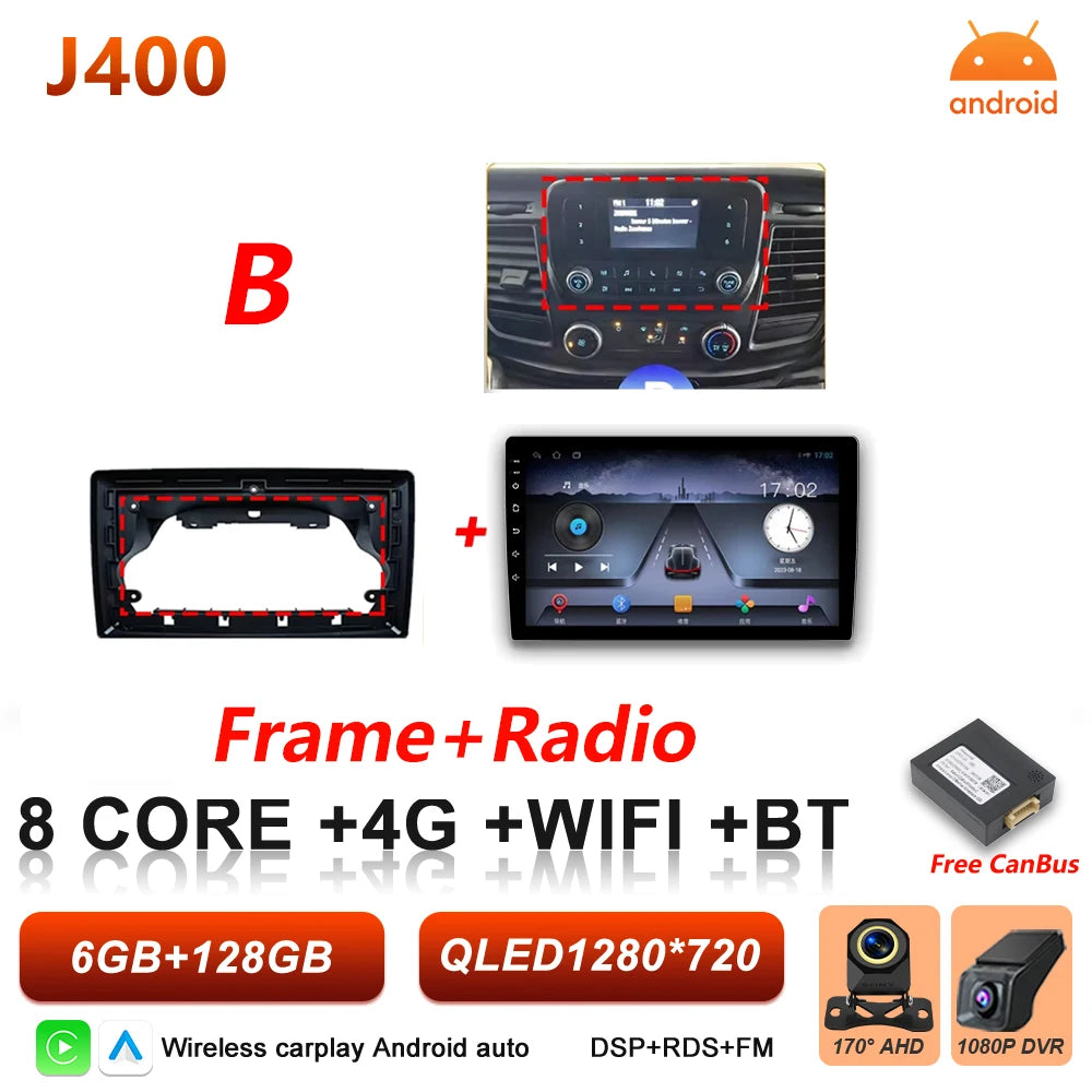 Android 16 Auto Car Radio For Ford Transit Custom 350 Transit V363 Wireless Carplay Multimedia Player GPS Navigation DSP 5G Wifi