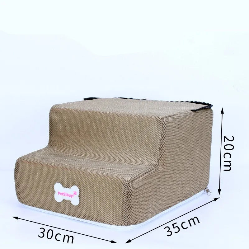 Hot Dog House-Style 3-Step Pet Stairs - Anti-Slip