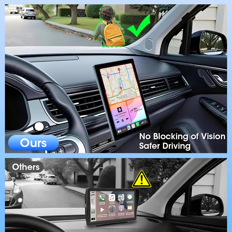 JMCQ 9" Vertical Screen Car Radio Multimedia Video Player Wireless Carplay Android Auto Magnetic bracket Car Monitors camera GPS