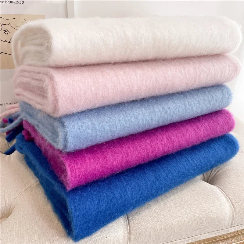 Women's Solid Tassel Blanket Shawl - Long Cashmere-Feel Poncho Wrap - photo 2