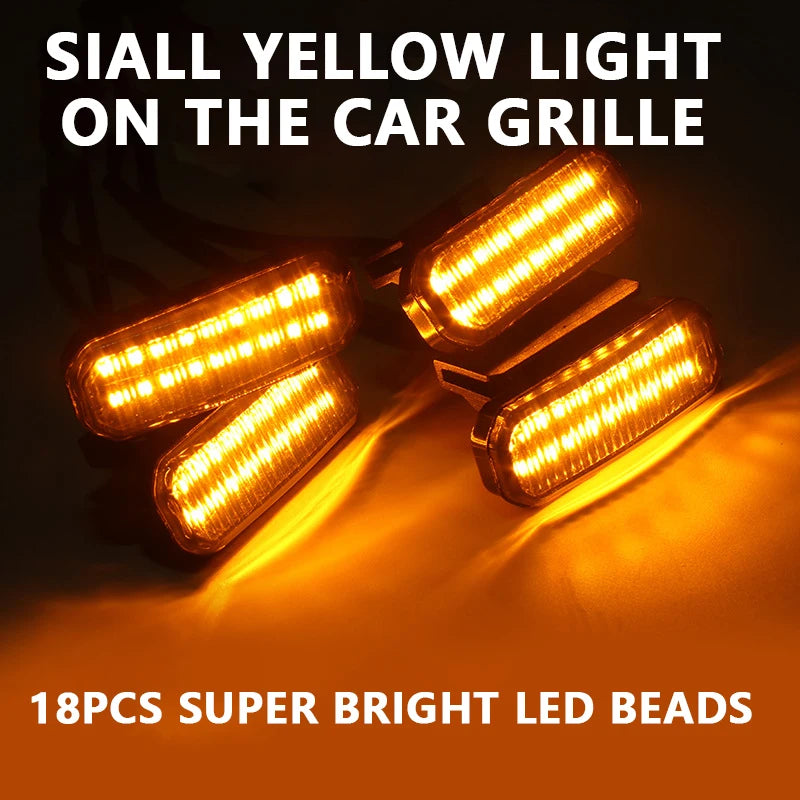 FOR Toyota Fortuner Car Center Grille Small Amber Light Single Color Snap LED High Brightness Waterproof Models