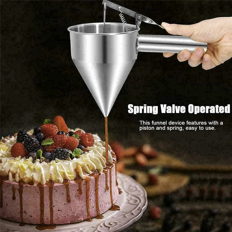 Stainless Batter Dispenser Funnel - Pancake & Cupcake Batter Tool