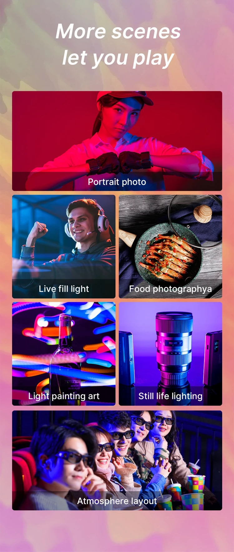 Ulanzi VL120 RGB Camera Phone Video Light Selfie Fill Light Portable 3100mAh Photography Lighting for Smartphone Vlog Tiktok