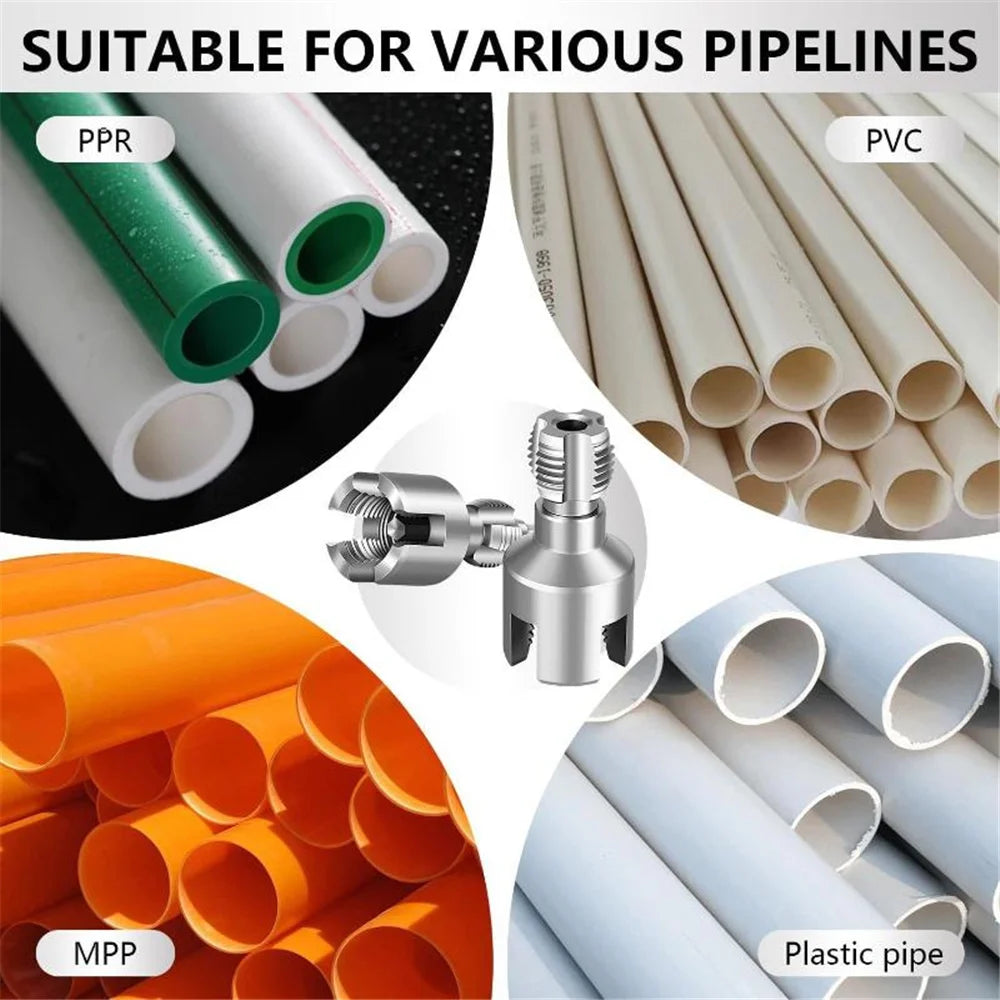 2-Piece PVC Pipe Threading Tool — Internal and External Thread Cutter for Electric Drill